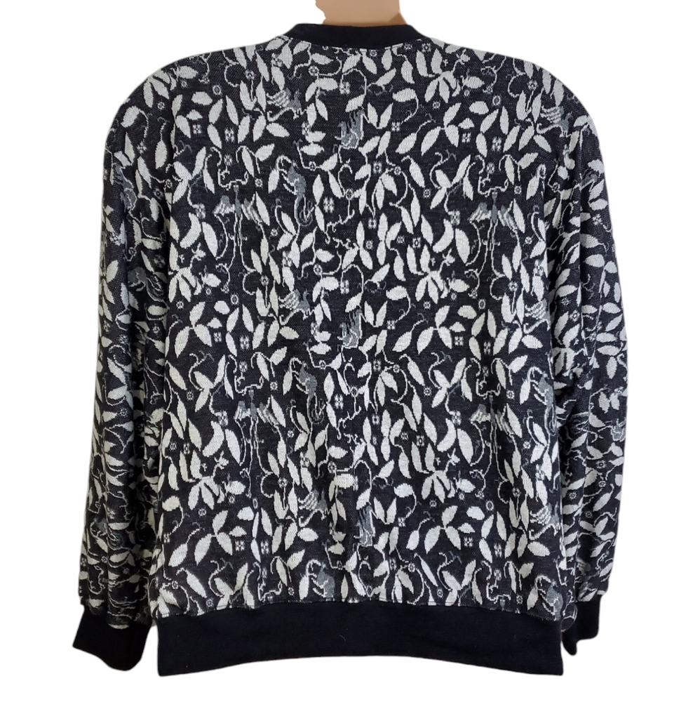 Eccotoo Sweater Womens Plus 3X Black & White Floral Faux Wrap Vintage ~Pre-Owned - Picture 5 of 9